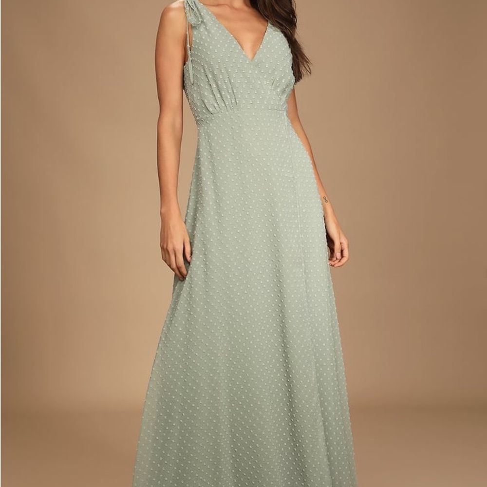 Lulus ‘Romantic Possibilities’ Sage Green Sleeveless Dress